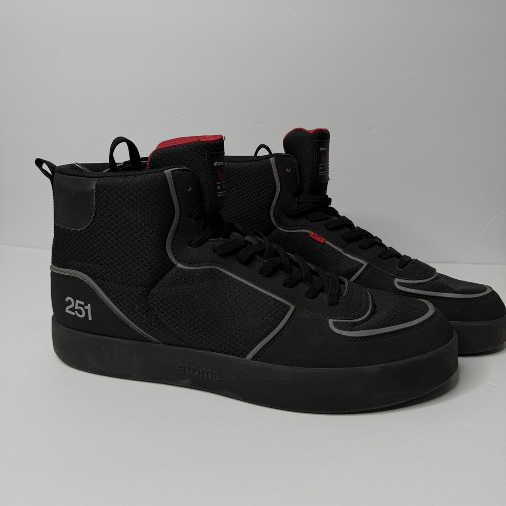 Atoms M251 Shoes Mens Size 12.5 Black High Top Sneakers Reflective NYC Logo